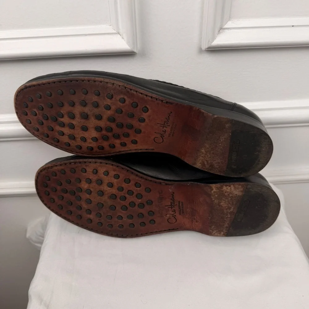 Cole Haan Collection Mens Black Woven Leather Loafers Made in Italy C07354 10
